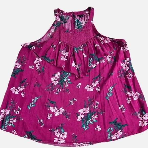 Torrid Floral Ruffle Blouse - Magenta - Picture 4 of 5